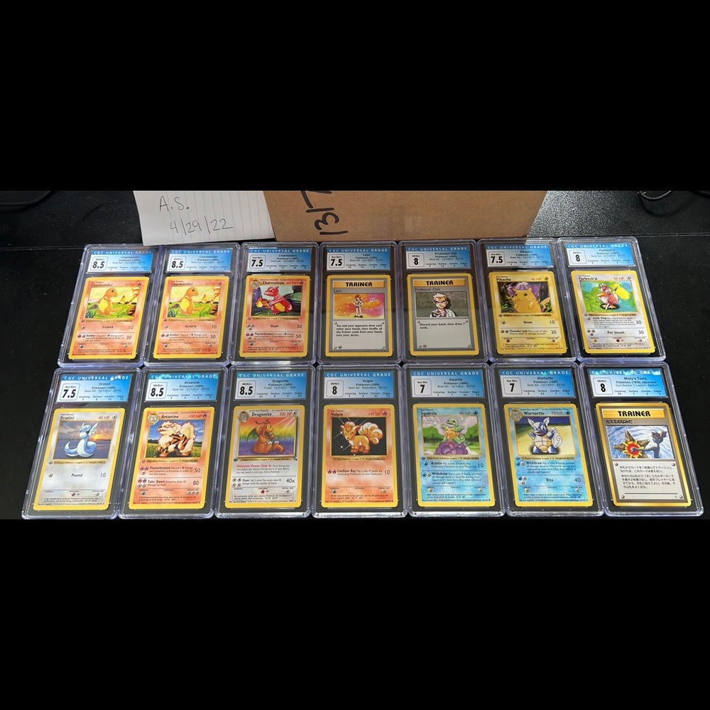 First Edition Shadowless Pokémon Cards. CGC Graded (sub-grades)